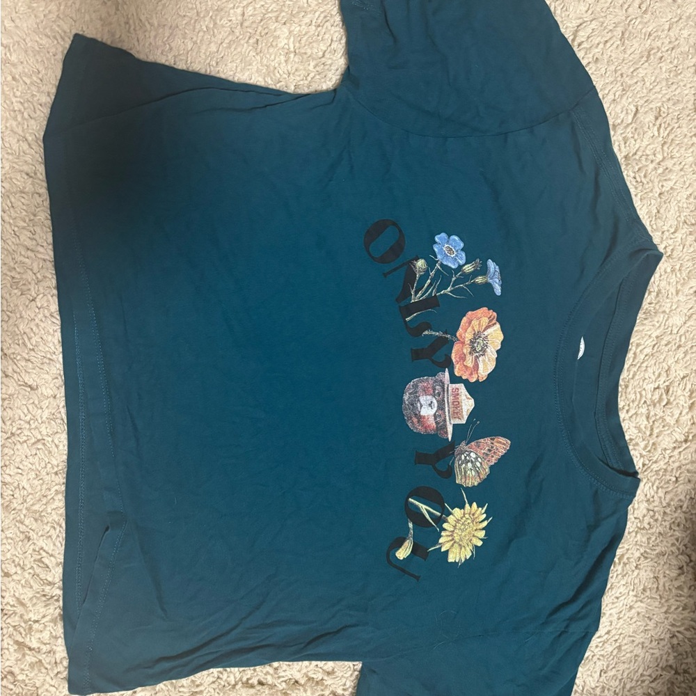 Teal Graphic Crop Top